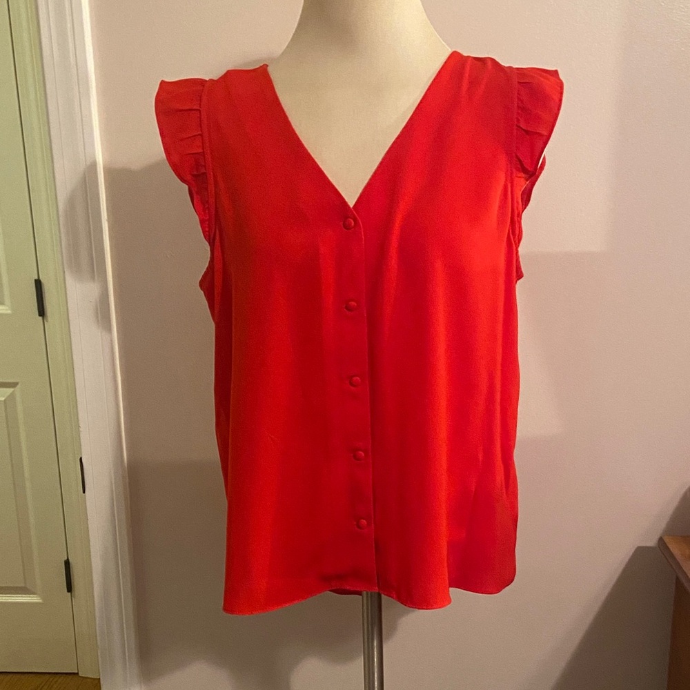 NWOT LC Lauren Conrad Vibrant Red Ruffle Blouse